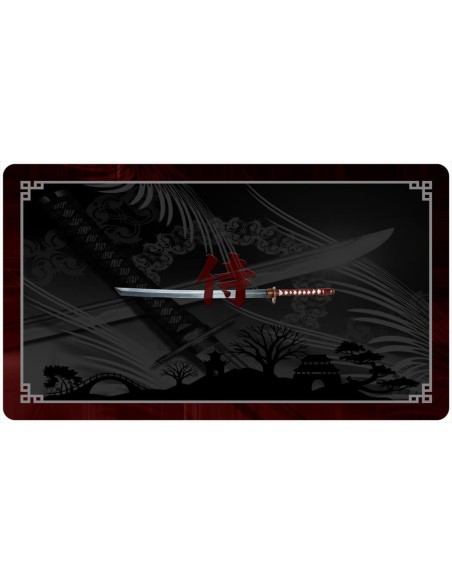 Tapis de bureau illustration samouraï noir et rouge