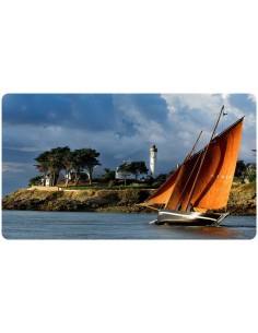 Tapis de bureau illustration bateau sur bord de cote