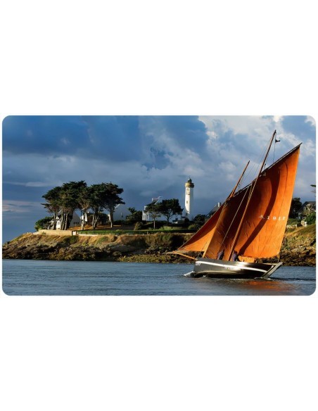 Tapis de bureau illustration bateau sur bord de cote
