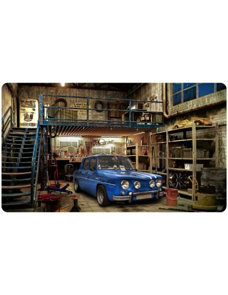 Tapis de bureau illustration vieille voiture de collection bleu