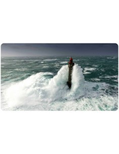 Tapis de bureau illustration d'un phare dans les vagues
