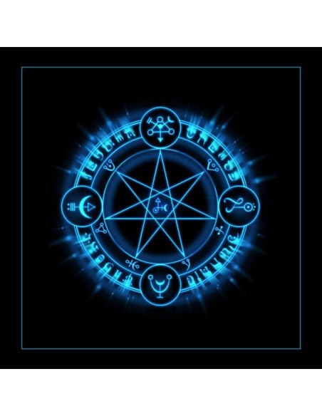 Tapis carré astro divination avec motif divination bleu
