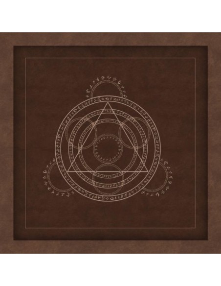 Tapis carré astro divination avec motif divination brun