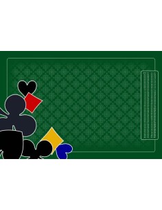 Tapis de belote tramé vert, avec symboles, avec points