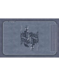 Tapis de belote rectangle valet gris, avec points