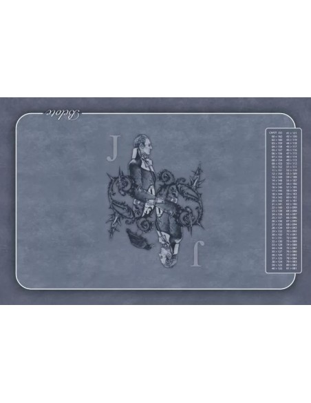 Tapis de belote rectangle valet gris, avec points
