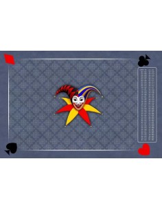 Tapis de belote rectangle joker tramé gris, avec points