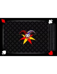 Tapis de belote rectangle joker tramé noir, avec points
