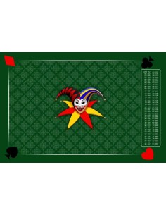 Tapis de belote rectangle joker tramé vert, avec points