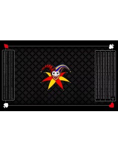 Tapis de belote rectangle joker tramé noir, avec double points