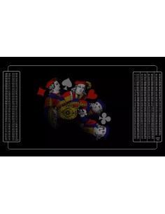 Tapis de belote valets en éventail noir, avec double points