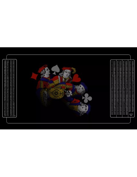 Tapis de belote valets en éventail noir, avec double points