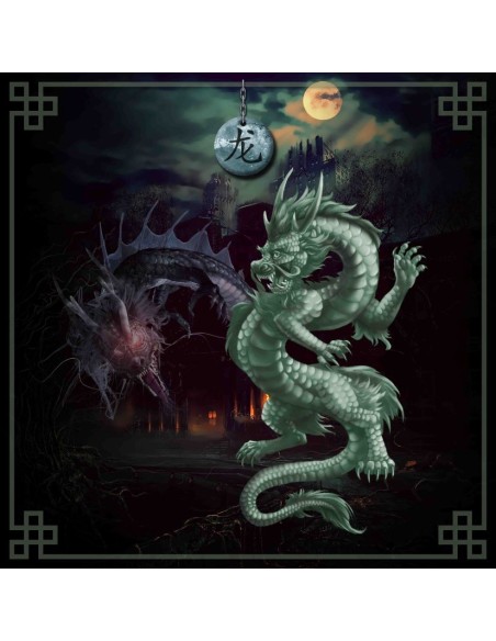 Tapis carré astro divination avec signe astrologiques chinois, le dragon