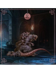 Tapis carré astro divination avec signe astrologiques chinois, le rat