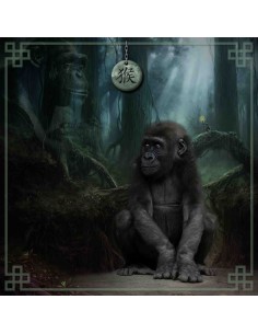 Tapis carré astro divination avec signe astrologiques chinois, le singe