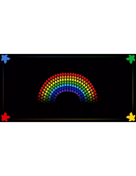 Tapis multijeux rectangle meeple arc en ciel
