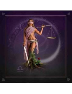 Tapis carré astro divination avec signe astrologiques de la balance