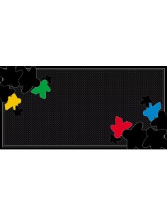 Tapis multijeux rectangle motif meeple noir OC