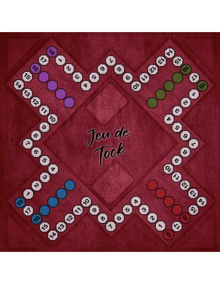 Plateau de jeux de tock rouge
