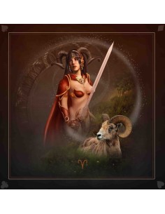 Tapis carré astro divination avec signe astrologiques du belier