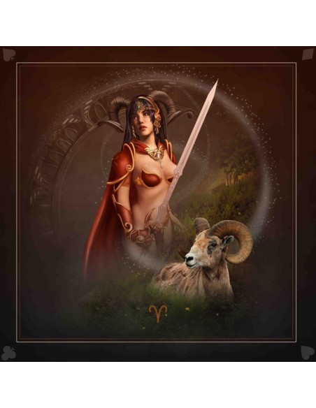 Tapis carré astro divination avec signe astrologiques du belier