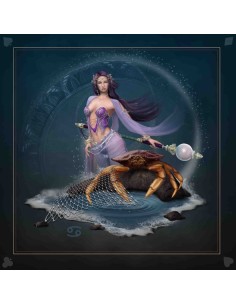 Tapis carré astro divination avec signe astrologiques du cancer