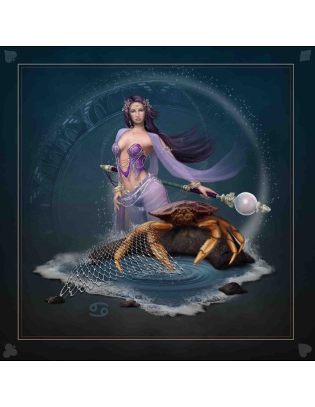 Tapis carré astro divination avec signe astrologiques du cancer