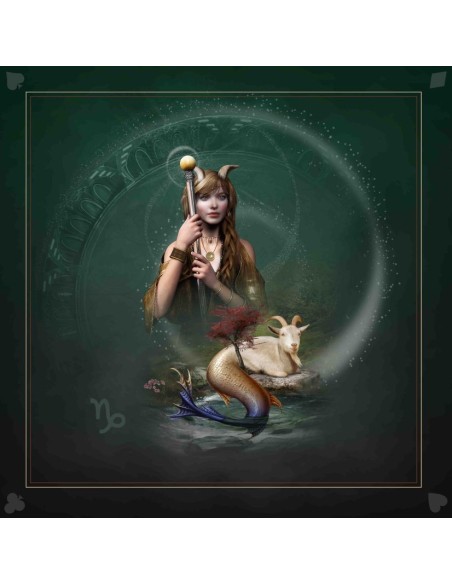 Tapis carré astro divination avec le signe astrologiques du capricorne