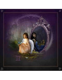 Tapis carré astro divination avec le signe astrologiques du gémeaux