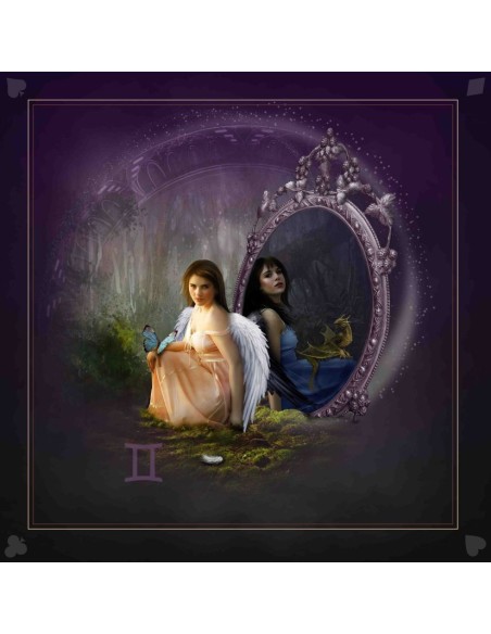 Tapis carré astro divination avec le signe astrologiques du gémeaux