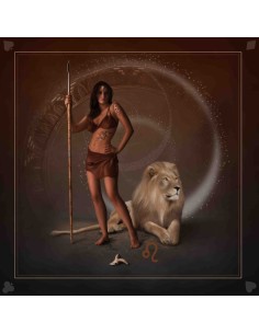 Tapis carré astro divination avec le signe astrologiques du lion