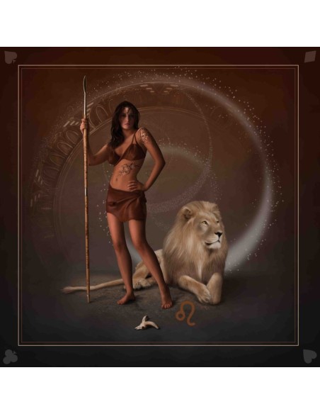 Tapis carré astro divination avec le signe astrologiques du lion