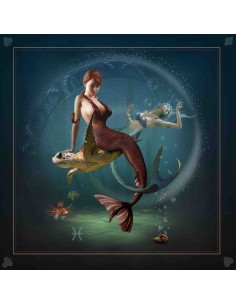 Tapis carré astro divination avec le signe astrologiques du poisson