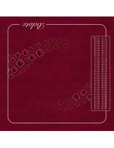 Tapis de jeu de belote bordeaux de 60x60 cm avec motif forest bordeaux et tableau de comptage des points