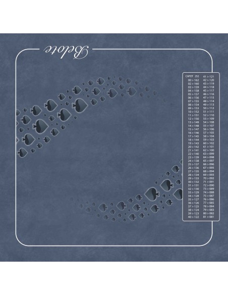 Tapis de jeu de belote gris de 60x60 cm avec motif forest gris et tableau de comptage des points