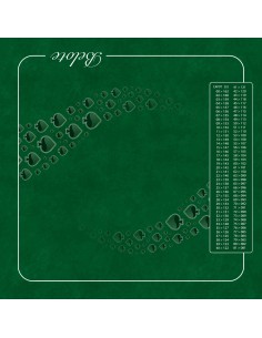 Tapis de jeu de belote vert de 60x60 cm avec motif forest vert et tableau de comptage des points