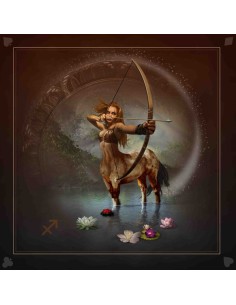 Tapis carré astro divination avec le signe astrologiques du sagittaire