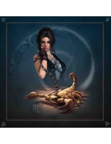 Tapis carré astro divination avec le signe astrologiques du scorpion