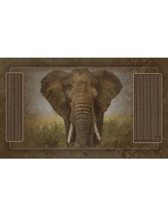 Tapis de belote rectangle avec photo éléphant, avec double points