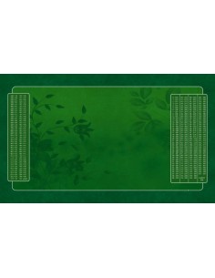 Tapis de belote rectangle motif fleur verte, avec double points