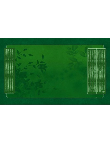 Tapis de belote rectangle motif fleur verte, avec double points