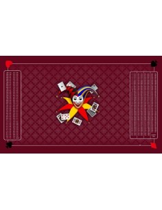 Tapis de belote rectangle joker bordeaux, avec double points