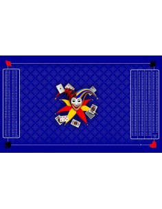 Tapis de belote rectangle joker bleu, avec double points