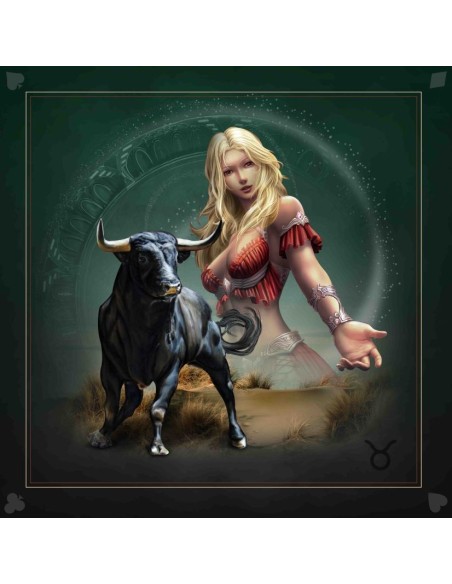 Tapis carré astro divination avec le signe astrologiques du taureau