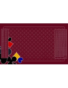 Tapis de belote tramé bordeaux, , avec symboles avec double points