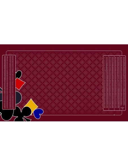 Tapis de belote tramé bordeaux, , avec symboles avec double points