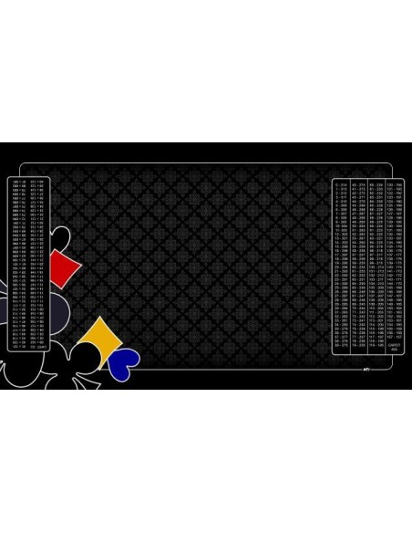 Tapis de belote tramé noir, avec symboles avec double points