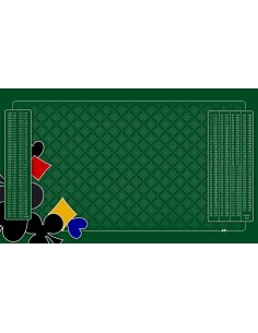 Tapis de belote tramé vert, avec symboles, avec double points