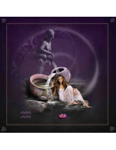 Tapis carré astro divination avec le signe astrologiques du verseau