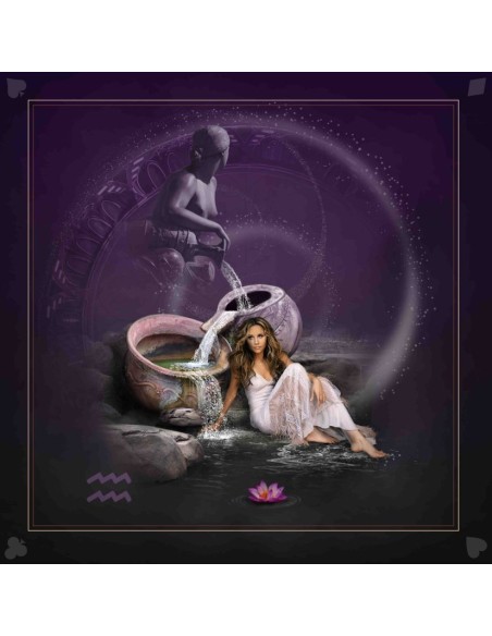 Tapis carré astro divination avec le signe astrologiques du verseau